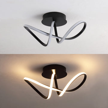 Chantelle 19.5" Modern Minimalist Aluminum Loop Integrated LED Semi Flush Mount - JONATHAN Y